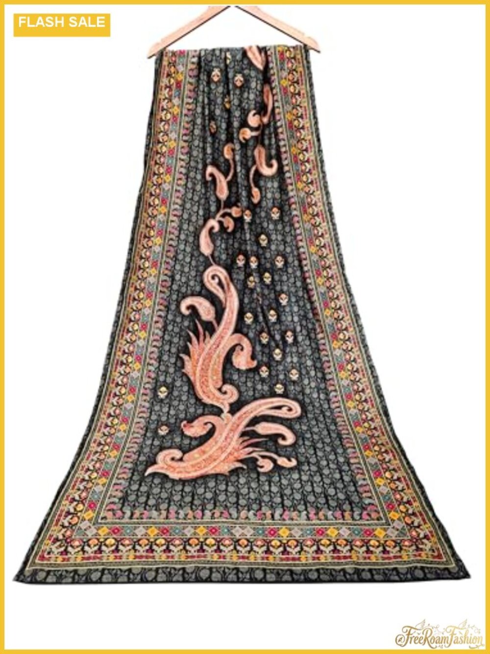 Velvet Paisley Floral Print Dupatta Wrap Scarf Pashmina